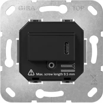 Gira SCHUKO lizdo įdėklas su Type C USB PD įkrovikliu, 16 A, įleidžiamas, baltas 236300