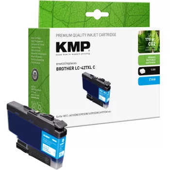 KMP PRINTTECHNIK suderinama cyan rašalo kasetė, skirta Brother LC427XLC (Didelės talpos) 1551,4003