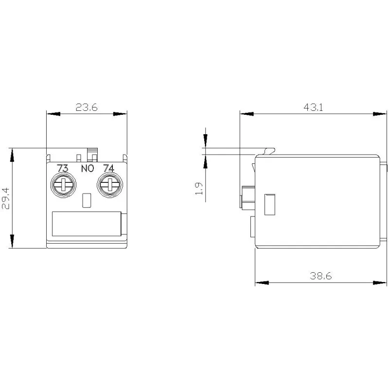 Siemens SIRIUS pagalbinis kontaktų blokas 1 NO, priekinio montavimo, 3RT2 kontaktoriams ir 3RH2 relėms, varžtiniai gnybtai, 690V izoliacija, 3RH2911-1AA10
