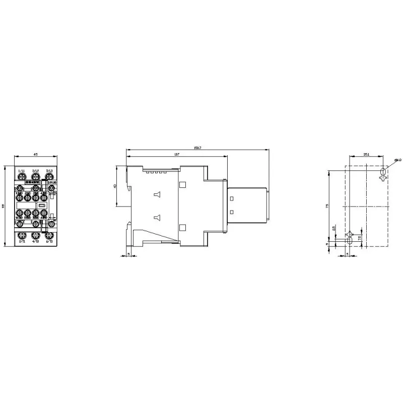 Siemens SIRIUS 3RT2 galios kontaktorius 11kW/400V 2NO+2NC 24V DC ritė, varžtiniai gnybtai, IP20 3RT20261BB443MA0