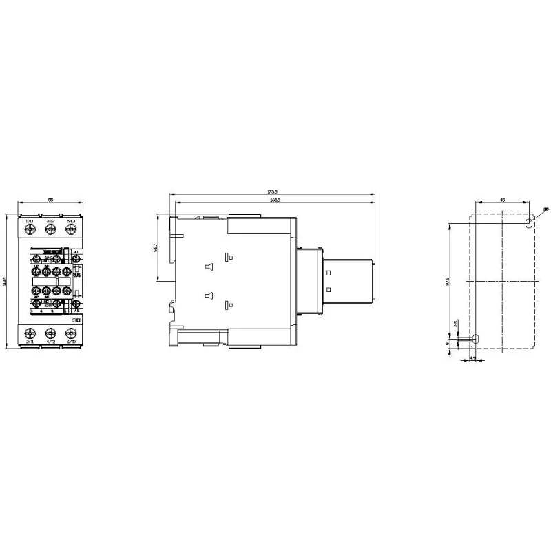 SIEMENS SIRIUS 3RT20 galios kontaktoriuss, 37 kW, 72 A, 3 polių, 24 V AC ritė, 2 NO + 2 NC pagalbiniai kontaktai 3RT20381AD04