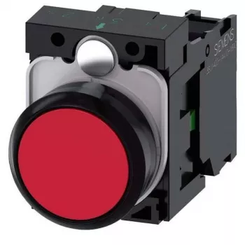 Siemens SIRIUS ACT komplektinis mygtuko blokas, plastikinis, raudonas, 22 mm, 1NO+1NC, varžtiniai gnybtai 3SU1100-0AB20-1BA0