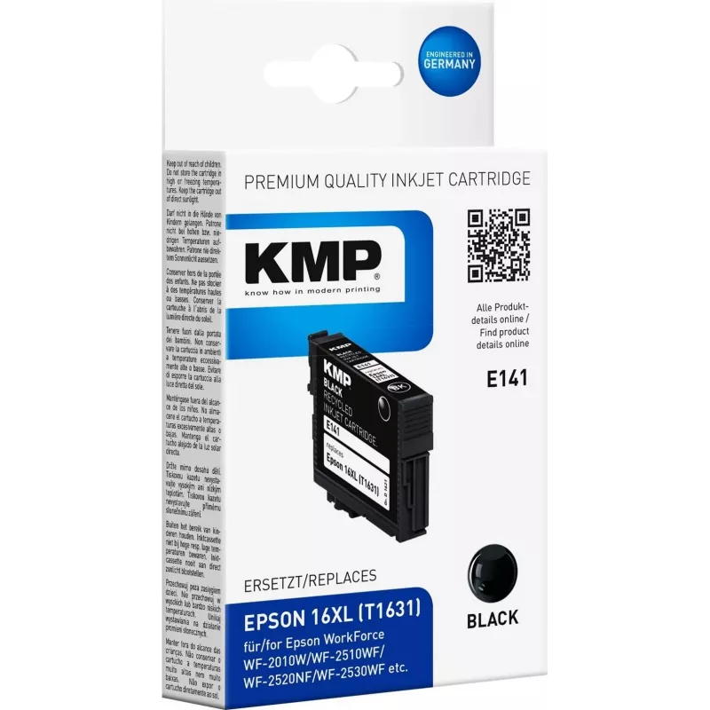 KMP E141 juoda suderinama rašalinė kasetė Epson WorkForce (14 ml, didelės talpos)