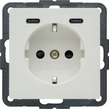 Hager Berker Q.x SCHUKO lizdas su USB-C PD 20W, poliarinė balta 48156089