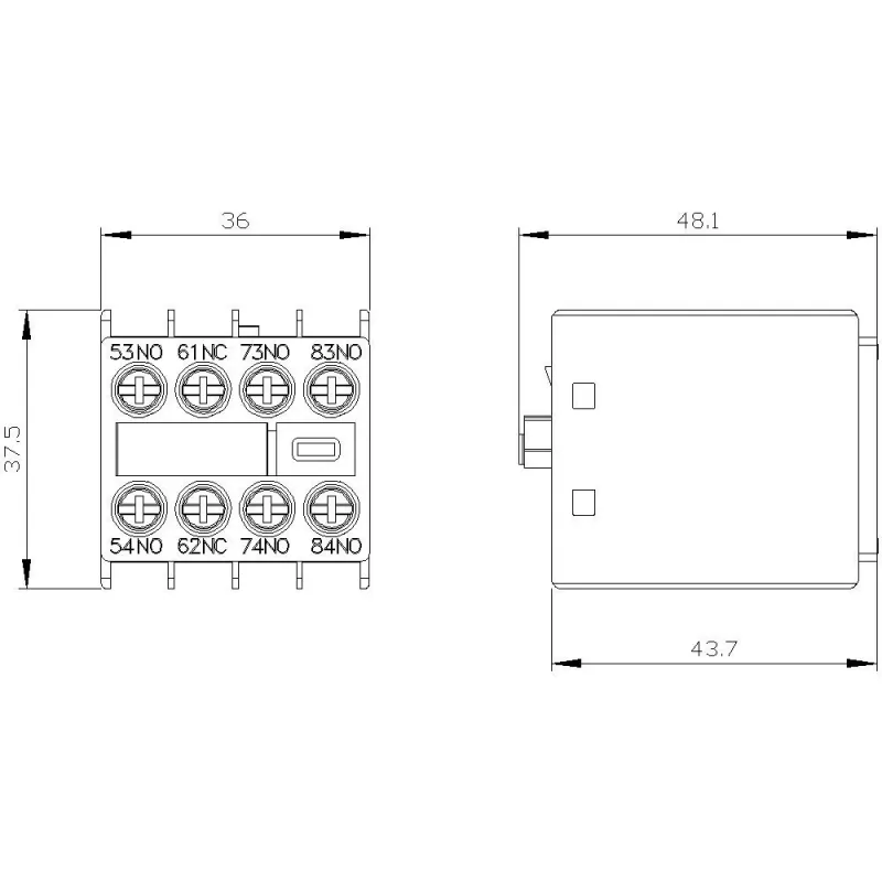 Siemens 3RH2911-1XA31-0MA0 pagalbinis kontaktų blokas, 3NO+1NC, priekinio montavimo, varžtiniai gnybtai