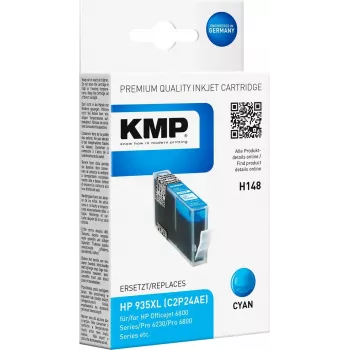 KMP H148 didelės talpos suderinama žydros spalvos rašalo kasetė, skirta HP OfficeJet 6812, 6815, 6820, 6822, 6825, Pro 6235 (15 ml, 825 puslapiai) 1744,0003