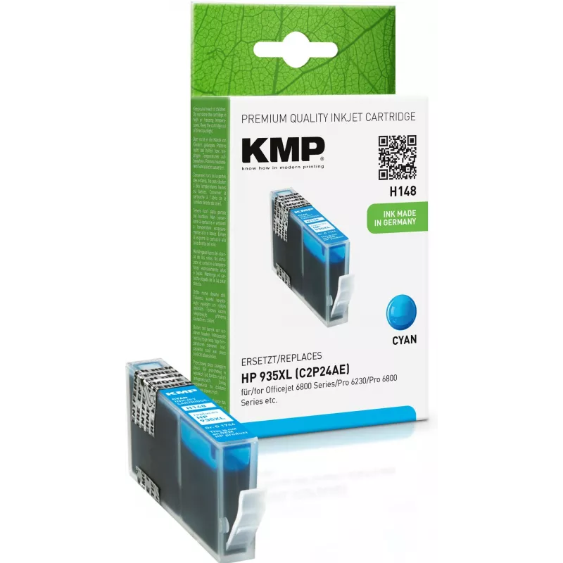 KMP H148 didelės talpos suderinama žydros spalvos rašalo kasetė, skirta HP OfficeJet 6812, 6815, 6820, 6822, 6825, Pro 6235 (15 ml, 825 puslapiai) 1744,0003
