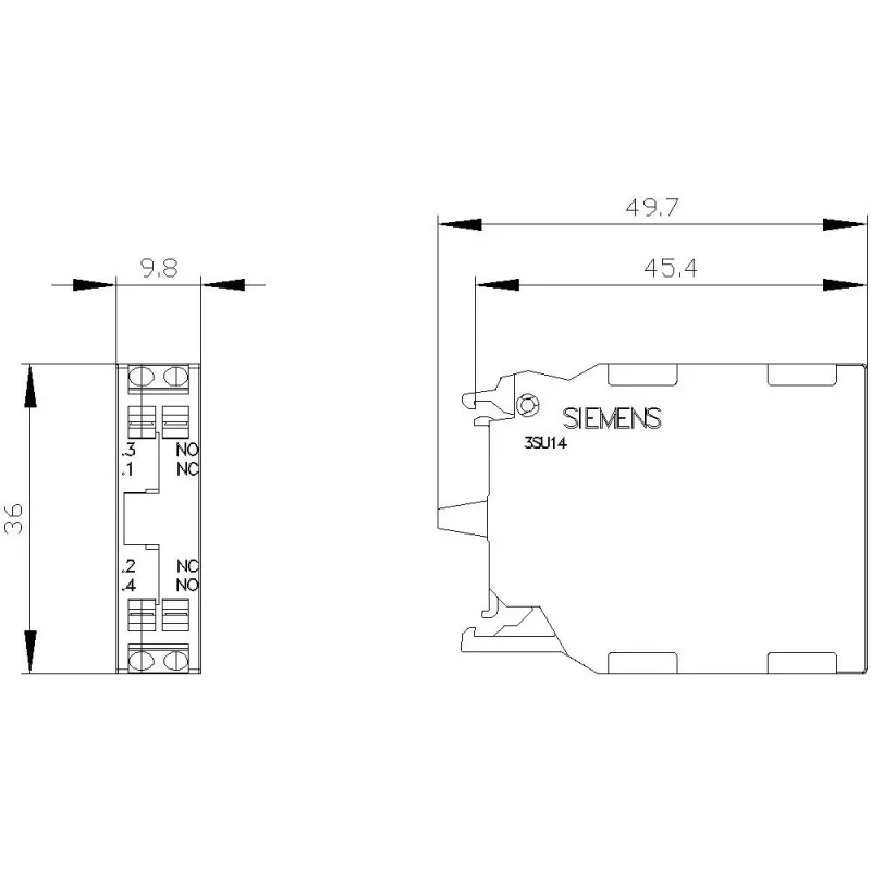 SIEMENS SIRIUS ACT kontaktų modulis 3SU1400-1AA10-3FA0, 1NO+1NC, varžtiniai gnybtai