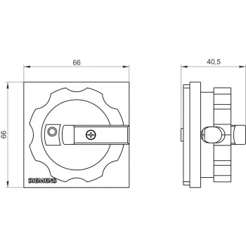 Siemens SIRIUS 3LD rotacinis valdymo mechanizmas 3LD9224-3B, raudona rankena/geltona priekinė plokštė, IP65, užrakinamas