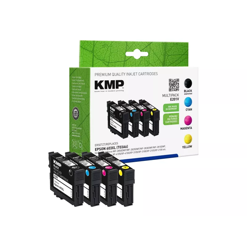 KMP MULTIPACK E201V - 4 vnt. rinkinys - juoda, geltona, žydra, purpurinė - suderinama - rašalo kasetė (alternatyva: Epson 603XL) (1650,4005)