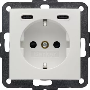 Berker SCHUKO lizdas su USB-C PD 20W, S.1, poliarinė balta blizgi 48158989