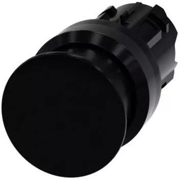 Siemens SIRIUS ACT grybo formos mygtuko priekinis elementas, plastikinis, juodas, 22 mm, 40 mm actuatorius, fiksuojantis, atblokuojamas patraukus 3SU1000-1AD10-0AA0