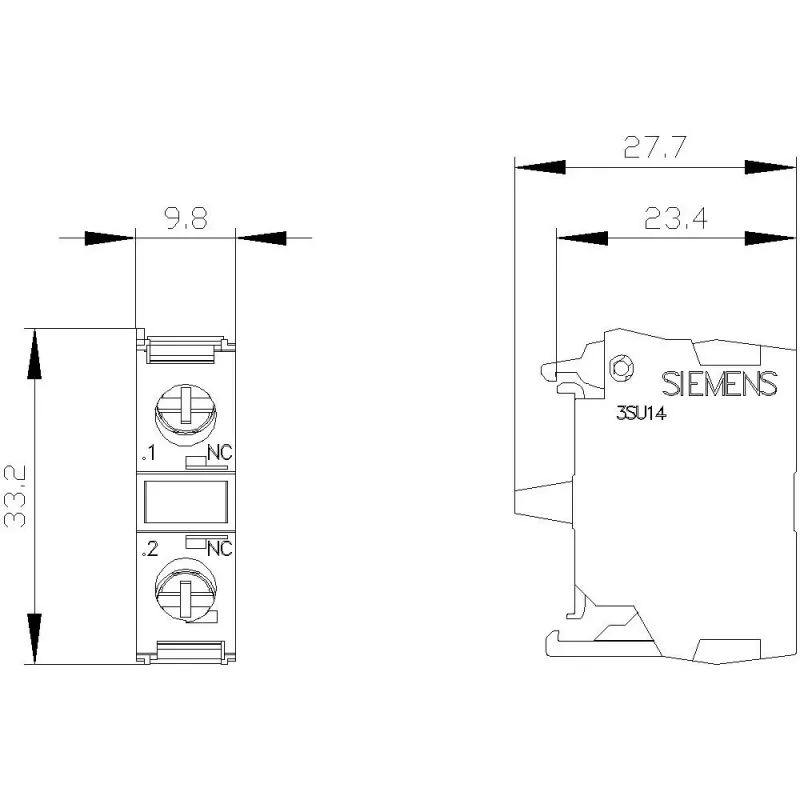 Siemens SIRIUS ACT kontaktų modulis 3SU1400-1AA10-1MA0, 1 NO + 1 NC, varžtiniai gnybtai, 500 V AC/DC