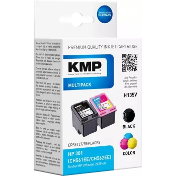 KMP MULTIPACK H135V - 2 dalių juodų ir trijų spalvų rašalo kasetės (alternatyva HP 301XL)
