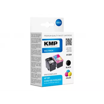 KMP MULTIPACK H135V - 2 dalių juodų ir trijų spalvų rašalo kasetės (alternatyva HP 301XL)