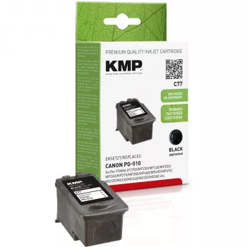 KMP C77 juoda suderinama rašalo kasetė 9 ml, skirta Canon PIXMA MP230 MP237 MP252 MP258 MP270 MP282 MP499 MX350 MX360 MX410 MX420, 1511.4001