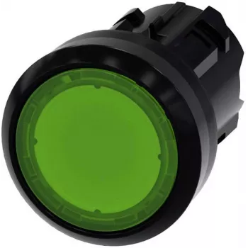 Siemens SIRIUS ACT mygtuko pavara, 22 mm, apvali, žalia, momentinė, neapšviesta, plastikinis priekinis žiedas, juodas 3SU10010AD400AA0