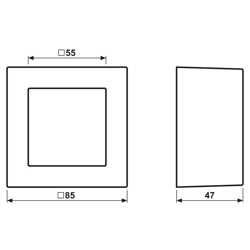 JUNG A 5581 BF A SWM vieno lizdo virštinkinis gaubtas, A CUBE, lakuotas termoplastas, matinis grafito juodas