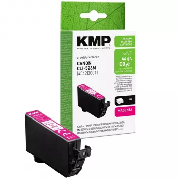 KMP raudonos (magenta) rašalo kasetė, suderinama su Canon CLI-526 M (1513,4006)