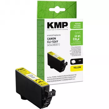 KMP suderinama geltona rašalo kasetė, skirta Canon CLI-526 Y (1513, 4009)