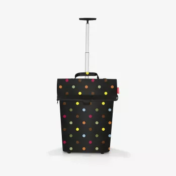Reisenthel Trolley M pirkiniams skirta krepšys-vežimėlis, 43 L, poliesteris, juodas su taškeliais, 2 ratai, teleskopinė rankena (NT7009)