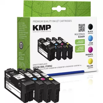 KMP 1637,4005 suderinami daugiapakopiai rašaliniai kasetės Epson Workforce Pro WF-3720 serijai - juoda, žydra, purpurinė, geltona (4 vienetų rinkinys) 1638,4005