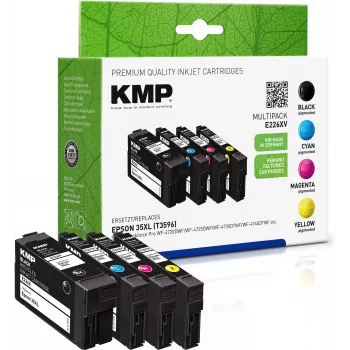 KMP 1637,4005 suderinami daugiapakopiai rašaliniai kasetės Epson Workforce Pro WF-3720 serijai - juoda, žydra, purpurinė, geltona (4 vienetų rinkinys) 1638,4005