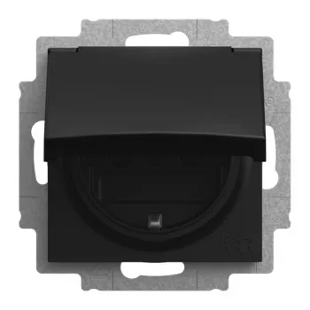 BUSCH-JAEGER SCHUKO kištukinis lizdas su atlenkiamu dangteliu IP44, juodos matinės spalvos 2CKA002013A5538