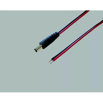 BKL Electronic 075144 žemos įtampos jungiamasis kabelis, DC kištukas 5,5 x 2,1 mm į atvirus galus, 0,5 m, juodas