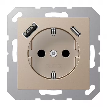 JUNG SCHUKO lizdas su USB Type A ir C A1520-15CACH