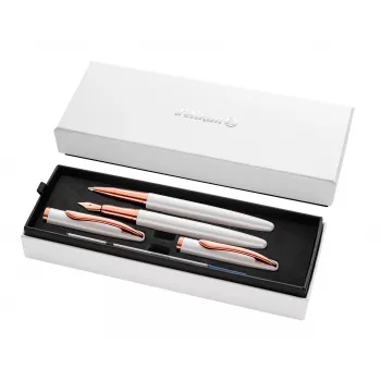 Pelikan Jazz Noble Elegance White rašymo rinkinys (plunksnakotis ir tušinukas, vidutinis smaigalys) 400197471
