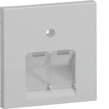 Hager GZUAE2A7035 centrinė dangos plokštė 2 UAE/RJ45 lizdams, šviesiai pilka RAL 7035