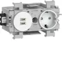 Hager Winsta Schuko lizdas su dvigubu USB-C PD 20W įkrovikliu, poliarinė balta GS17019016