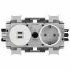 Hager Winsta Schuko lizdas su dvigubu USB-C PD 20W įkrovikliu, poliarinė balta GS17019016
