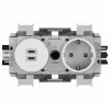 Hager Winsta Schuko lizdas su dvigubu USB-C PD 20W įkrovikliu, poliarinė balta GS17019016