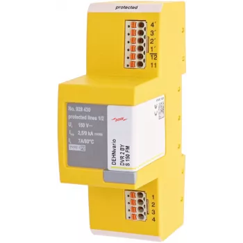 DEHN DVR 2 BY S 150 FM kombinuotasis žaibo srovės ir viršįtampių ribotuvas Type 1+2, 2 polių, 230 V AC, DIN bėgiui, su nuotoliniu signalu 928430