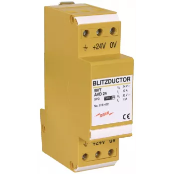 DEHN 918422 BLITZDUCTOR VT kombinuotasis žaibo srovės ir viršįtampių ribotuvas DC maitinimo sistemoms, 24 V DC, 1+2 tipo SPD