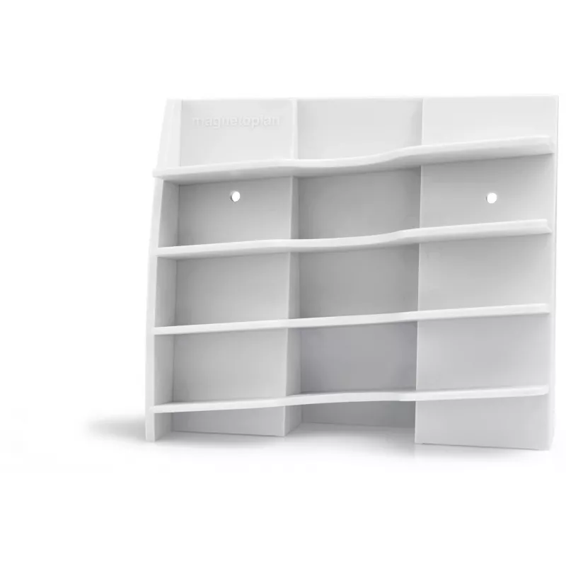 MAGNETOPLAN HOLTZ plastikinis laikiklis 4 lentos markeriams, magnetinis, su pakreipimu, kad neišdžiūtų, baltas (12294)