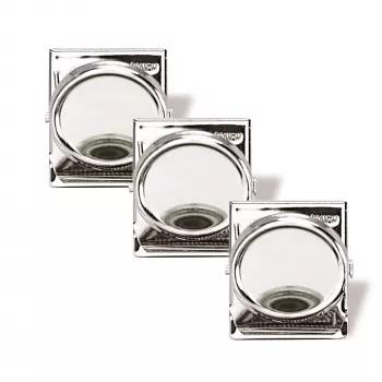 Magnetoplan magnetinis klipas 35 mm sidabrinis, 3 vnt. rinkinys – prilaiko iki 26 A4 lapų (16670)