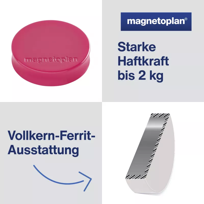 MAGNETOPLAN HOLTZ Magnet Ergo Medium 1664018 30 mm rausvas magnetas, 10 vnt.