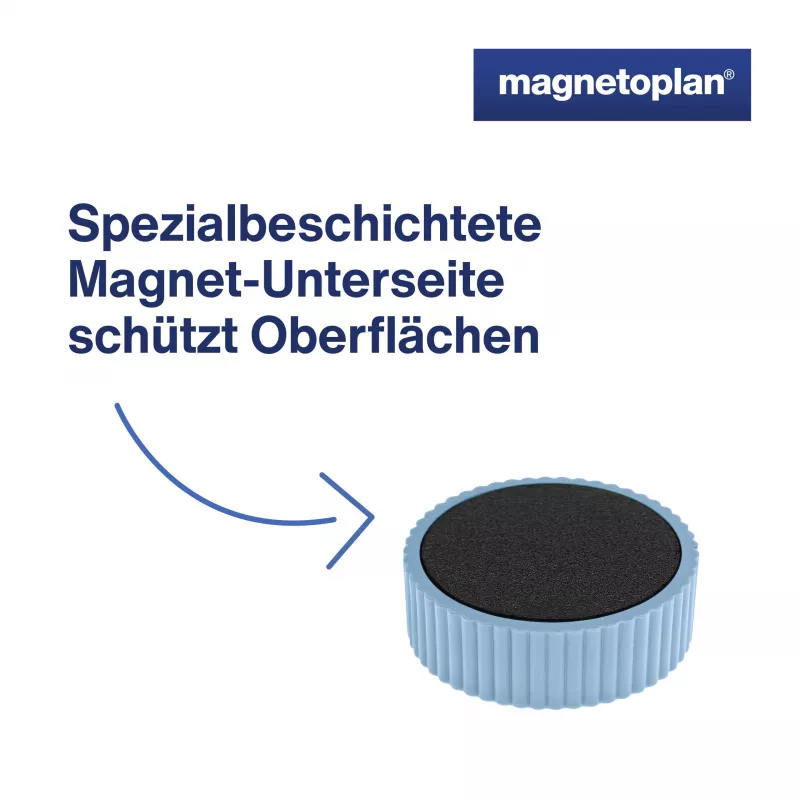 MAGNETOPLAN HOLTZ Discofix apvalus magnetas Magnum, mėlynas, pilno branduolio feritas, 2,0 kg laikymo jėga (1660003)