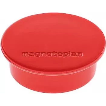 Magnetoplan Discofix apvalus magnetas, raudonos spalvos, su vientisu ferito šerdimi, laikymo jėga 2,2 kg, 1662006