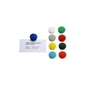 MAGNETOPLAN HOLTZ Discofix apvalus magnetas Standard Blue, vientisa ferito šerdis, 0,7 kg laikymo jėga, 24 mm skersmuo, 8 mm aukštis (1664203)