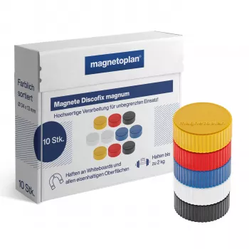 Magnetoplan Discofix Magnum magnetukai baltai lentai, 34 mm, 10 vnt. 1660010