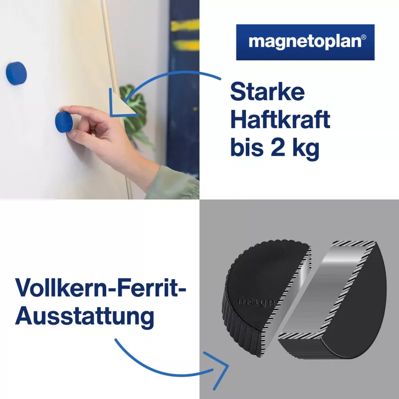 Magnetoplan Discofix Magnum magnetukai baltai lentai, 34 mm, 10 vnt. 1660010