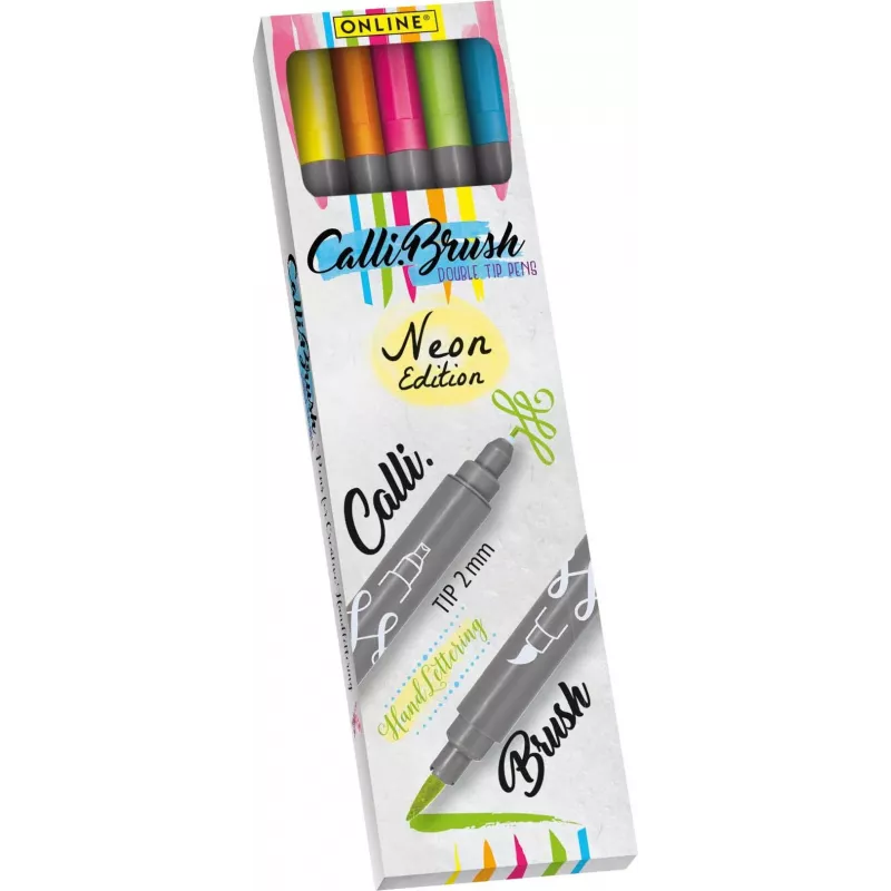 ONLINE USV 5 ONLINE Calli.Brush Double Neon Brush-Pens Assorted Colours (19078)