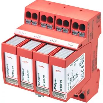DEHN DEHNguard MP TT 275 FM Type 2 viršįtampių ribotuvas, 4 polių, 275 V AC, DIN bėgelio montavimas, su nuotolinio signalizavimo kontaktu 942315
