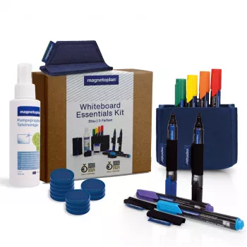 MAGNETOPLAN HOLTZ Whiteboard Essentials rinkinys, mėlynas – trintukas ir magnetinė lentynėlė (1230914)