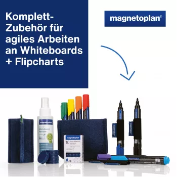 MAGNETOPLAN HOLTZ Whiteboard Essentials rinkinys, mėlynas – trintukas ir magnetinė lentynėlė (1230914)