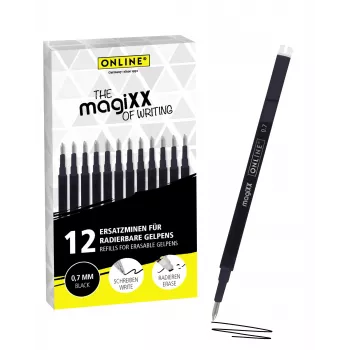 ONLINE magiXX gelinis rašiklio šerdis juodas 0,7 mm 12 vienetų (40168)